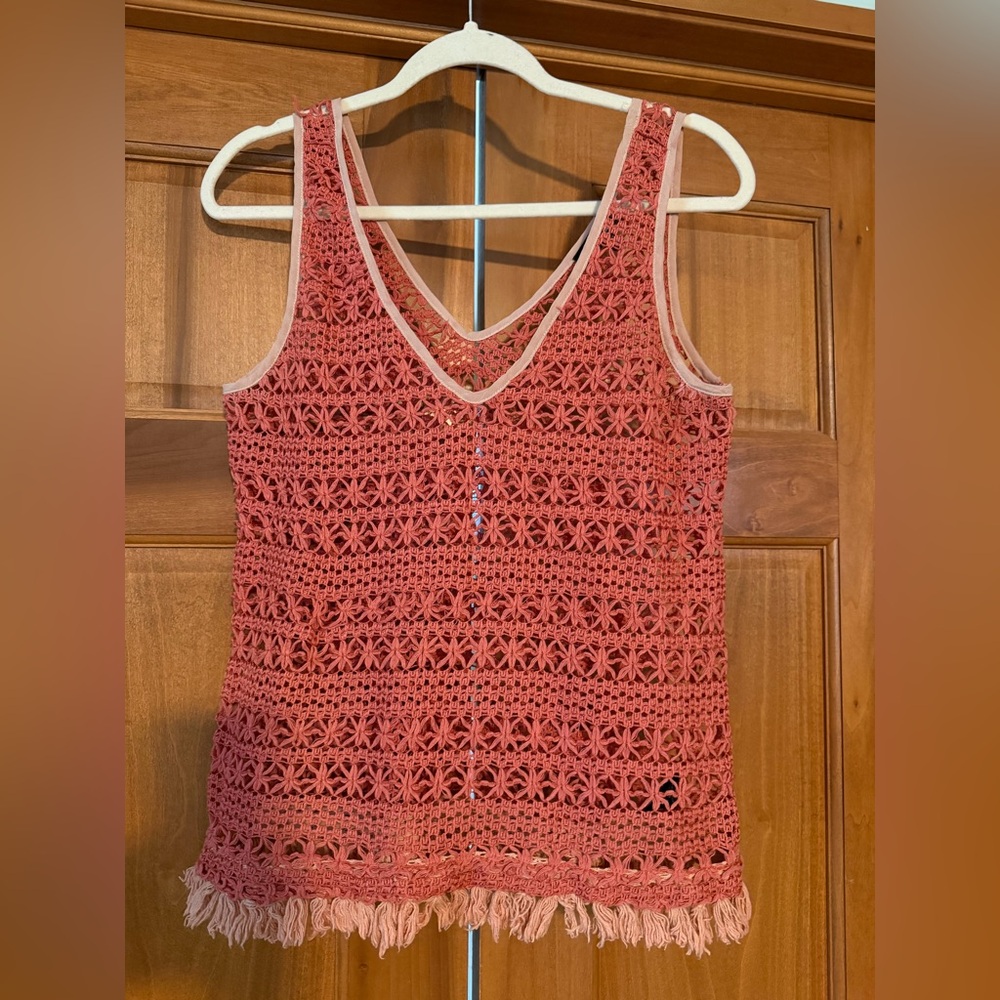 Sanctuary Coral Crochet Top